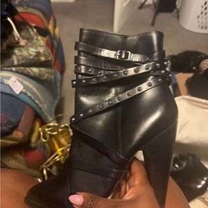 Aldo Black Leather Ankle Boots